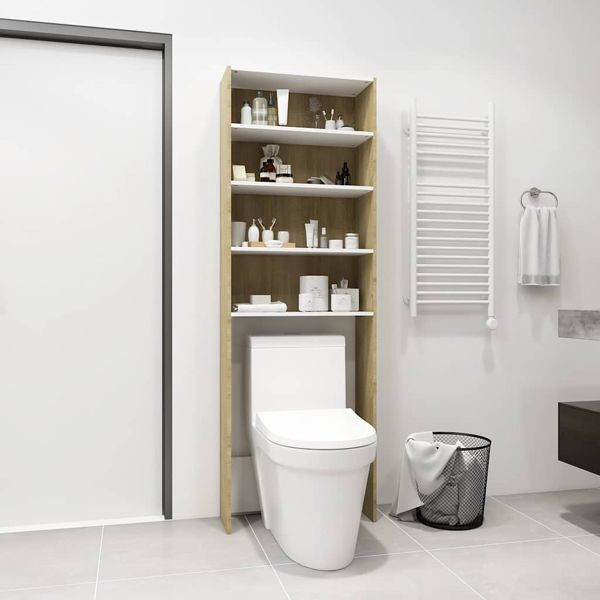 vidaXL Waschmaschinenschrank Weiß Sonoma-Eiche 64x24x190 cm, 808409