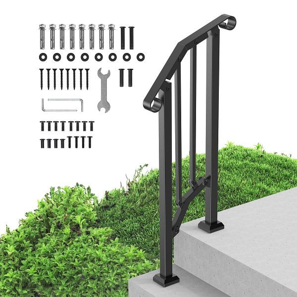 VEVOR 1-2 Stufen Geländer Eingangsgeländer Treppengeländer 1535x84x990mm Schwarz, BPXGMDZLSLZFZ28P2V0