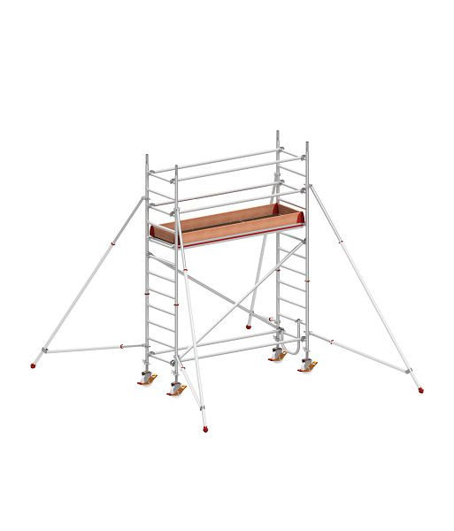 HYMER Fahrgerüst nach DIN EN 1004 mit Comfortaufbau, Rahmenteilbreite 0,80 m, Bühnenlänge 2,45 m, Reichhöhe 4,40 m, 877104