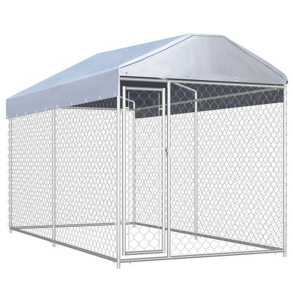 vidaXL Outdoor-Hundezwinger mit Überdachung 382x192x225 cm, 145024