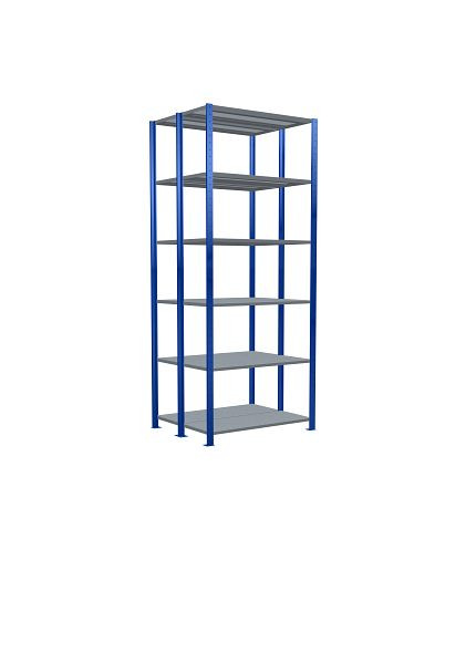 Schulte Grundregal, Steck-Doppelregal MULTIplus250, 2500 x 1000 x (2x400) mm, 2x6 Fachböden, Längenriegel, RAL 5010 enzianblau/verzinkt, 33241-B