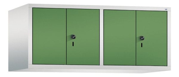 C+P Aufsatz-Garderobenschrank Evolo, 4 Abteile, H500xB1190xT500 mm, Lichtgrau/Resedagrün, 48092-40 S10029