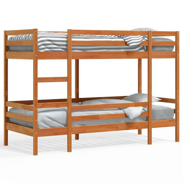 vidaXL Etagenbett Wachsbraun 90x200 cm Massivholz Kiefer, 3284220