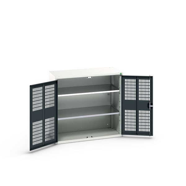 bott verso Flügeltürschrank mit Belüftung, mit 2 Fachböden, BxTxH: 1050 x 550 x 1000 mm, Lichtgrau / Anthrazitgrau, 16926762.19