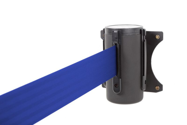 ALLROUNDLINE Absperrband Wandmontage mit Gurt, Gehäuse: schwarz / Gurt: blau, ALW-10-3.0-0020