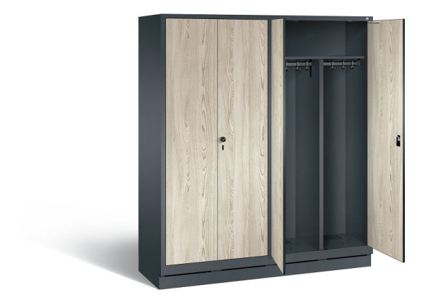 C+P Schwarz-Weiss-Spind Evolo, H1800xB1590xT500mm, Farbe: Anthrazitgrau / Dekor Sen-Esche, 48022-42 S10073