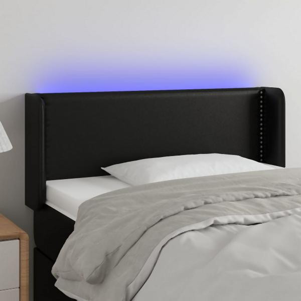 vidaXL LED Kopfteil Schwarz 103x16x78/88 cm Kunstleder, 3123180