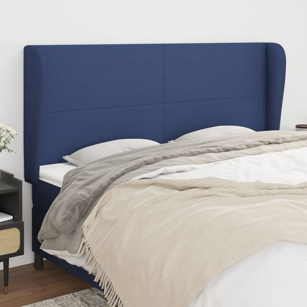 vidaXL Kopfteil mit Ohren Blau 183x23x118/128 cm Stoff, 3117696