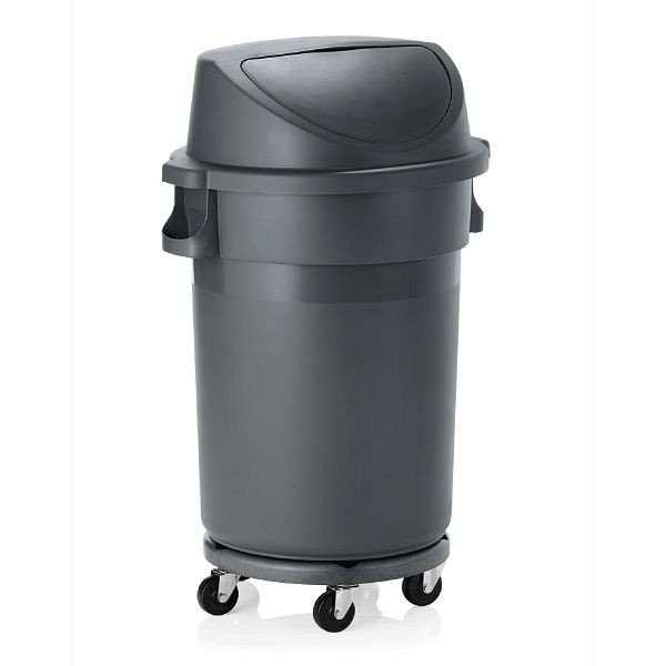WAS Abfallbehälter mit Push-Deckel & Rädern, 120 Liter, Polypropylen, 9219121