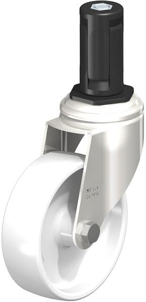 Blickle LKRXA-PO 101G-11-EXR14 Edelstahl-Apparate-Lenkrolle mit Expander, Polyamid, Weiß, 845634