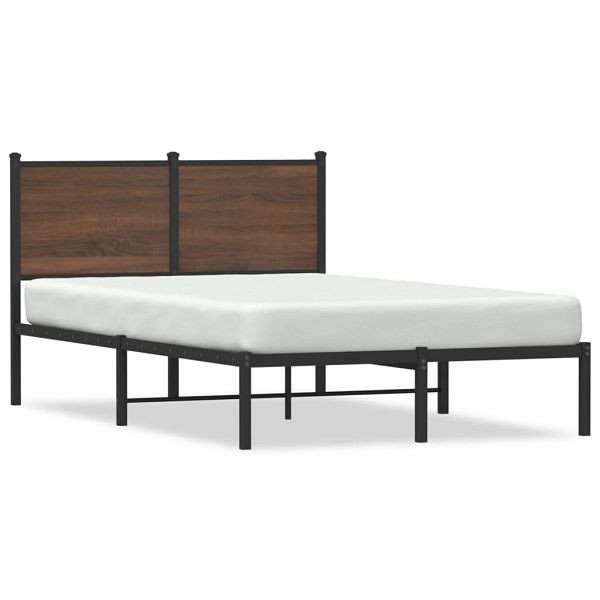 vidaXL Bettgestell mit Kopfteil Metall Braun Eichen-Optik 120x190 cm, 4007762