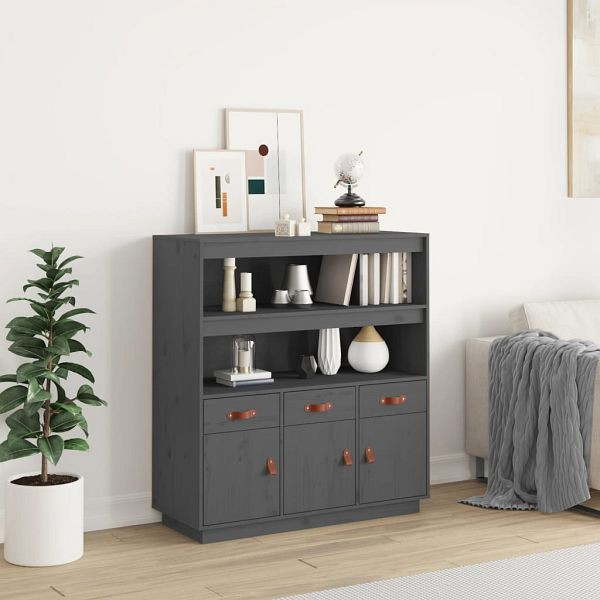 vidaXL Highboard Grau 100x40x108,5 cm Massivholz Kiefer, 820164