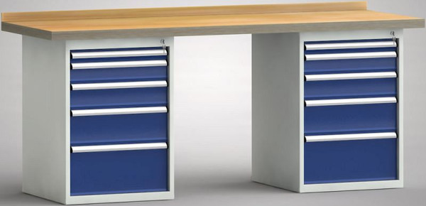 KLW Profi-Werkbank - 2000 x 700 x 845 mm L x T x H, links & rechts 50EA/100EA/125EA/175EA/250EA, WP215N-2000M45-E7023