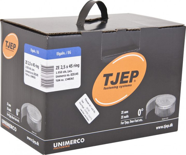 TJEP ZE25/45 Rillennagel verzinkt, Trompetenkopf Box 1.950 Stück, ZE Nägel, 835145