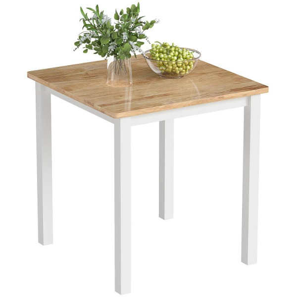 HOMCOM Esstisch aus Kautschukholz, für bis zu 4 Personen, Naturholz, 83A-284V90ND