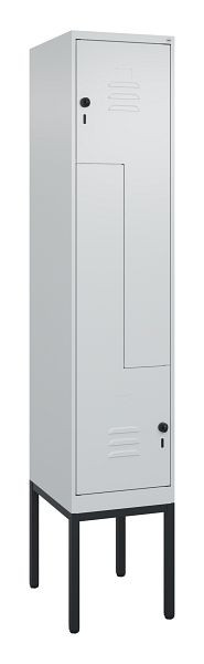 C+P Z-Spind Classic PLUS, Gestell, 2 Abteile, 2120x400x500mm, 7035/7035, Drehriegel, 0800337-122 S10009