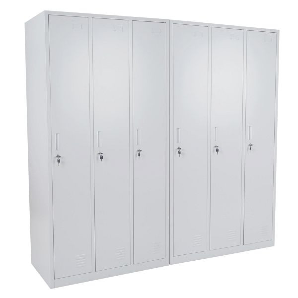 Mendler Schließfach Boston T829, Spind Wertfachschrank Schließfachschrank, Metall 6 Fächer, grau, 54024+54024