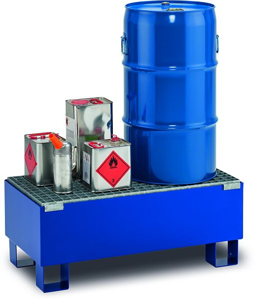 Cemo Auffangwanne Typ SW65/2, lackiert, mit Gitterrost, 2 Fässer, 11477