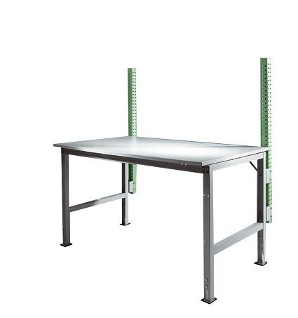Manuflex Grund-Aufbausäulen für UNIVERSAL + PROFI Standard Grundtische, Nutzhöhe 600 mm, Resedagrün, ZB3781.6011