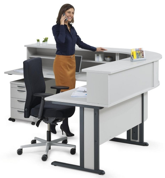 Deskin Thekenaufsatz MULTI M, Dekor lichtgrau, B 1200 x T 350 x H 345 mm, 207892