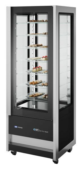 NordCap Panorama-Kühlvitrine CRISTAL TOWER 750 RV TN BLACK, steckerfertig, Umluftkühlung, 4537014175012000