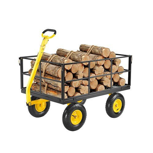 VEVOR Bollerwagen 116,8x76x43 cm, Garten- & Gerätewagen, 2-in-1, All-Terrain-Reifen, abnehmbare Netz-Seitenteile, 180° drehbarer Griff, ZXHYTCHH1400QIBNMV0