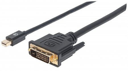 MANHATTAN Mini-DisplayPort 1.2a auf DVI-Kabel, Mini-DisplayPort 1.2a-Stecker auf DVI-D 24+1-Stecker, 1,8 m, schwarz, 152150