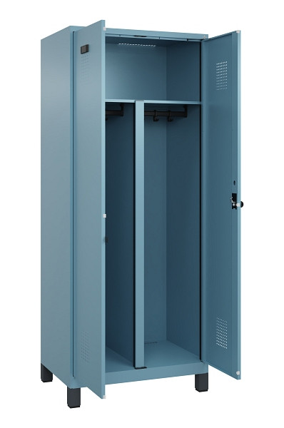 C+P PSA Schwarz-Weiß-Spind Evolo PLUS, mit Füßen, 2 Abteile, 1950x800x500mm, 00, Drehriegel, 049012-22P S10021