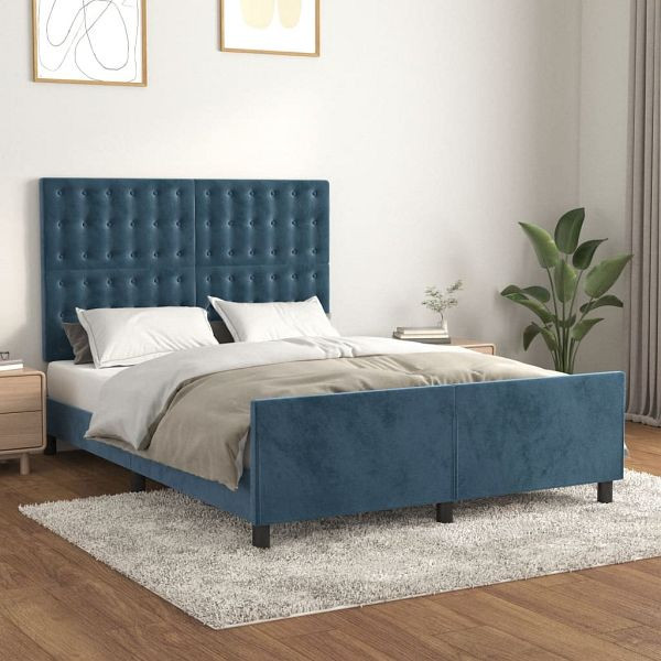 vidaXL Bettgestell mit Kopfteil Dunkelblau 140x190 cm Samt, 3125999