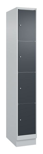 C+P Schließfachschrank Classic PLUS, Sockel, 1950x300x500mm, 7035/7016, mit 4 Fächern, 080020-104 S10008