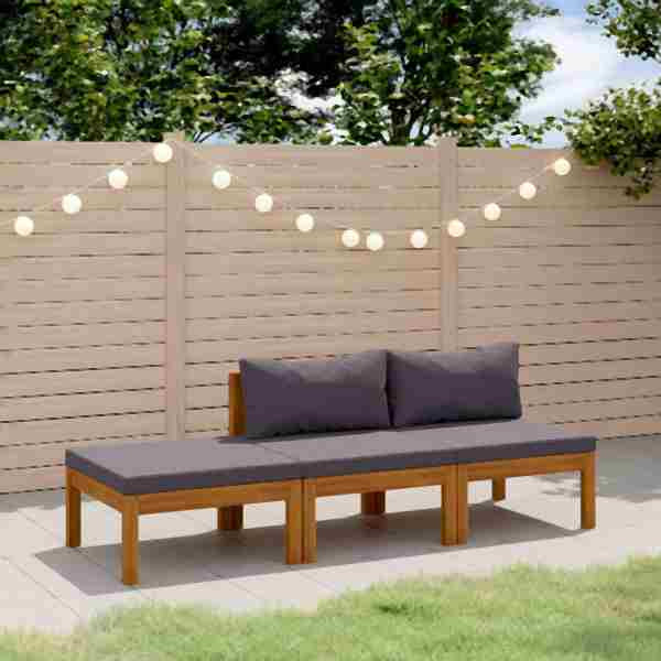 vidaXL 3-tlg. Garten-Lounge-Set mit Auflage Massivholz Akazie, 3086920