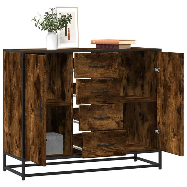 vidaXL Sideboard Räuchereiche 92x35x76 cm Holzwerkstoff, 3300827