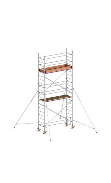 HYMER Fahrgerüst nach DIN EN 1004 mit Comfortaufbau, Rahmenteilbreite 0,80 m, Bühnenlänge 2,45 m, Reichhöhe 6,40 m, 877106