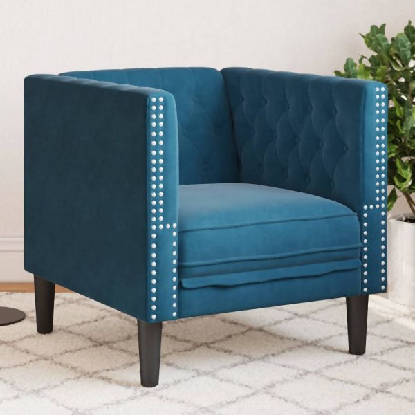 vidaXL Chesterfield-Sessel Blau Samt, Platz zum Plaudern, 372681