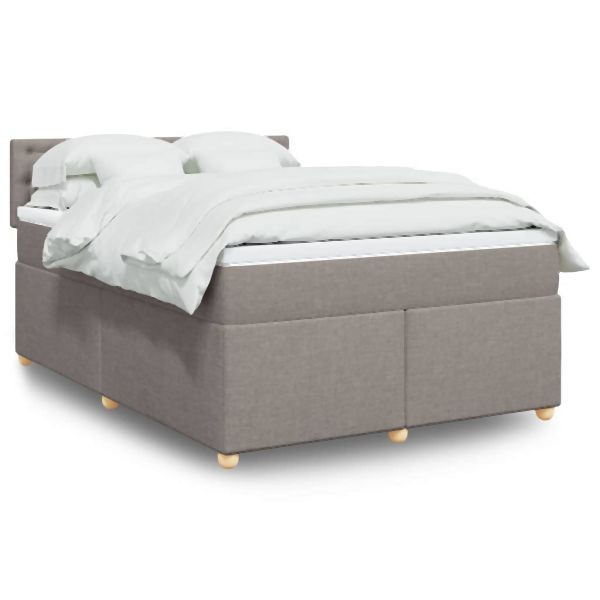 vidaXL Boxspringbett mit Matratze Taupe 140x200 cm Stoff, 3286721
