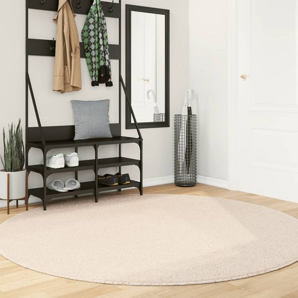 vidaXL Teppich HUARTE Kurzflor Weich und Waschbar Beige Ø 200 cm, 375031