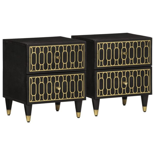 vidaXL Nachttische 2 Stück 40x33x46 cm Massivholz Mango, 358319