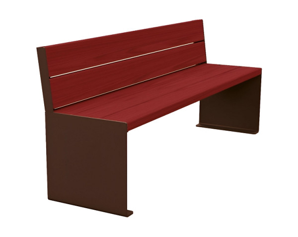 Procity Sitzbank Kube, 1800 mm, Mit Rückenlehne Stahl & Holz Ohne Armlehnen, Mahagoni/RAL 8017, 306384.8017.ACAJ