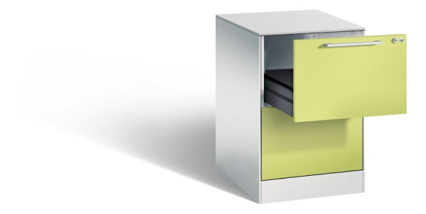 C+P Karteischrank Asisto, H710xB440xT600mm, Farbe: Lichtgrau / Viridingrün, Bügelgriff, 146275-221 S10018