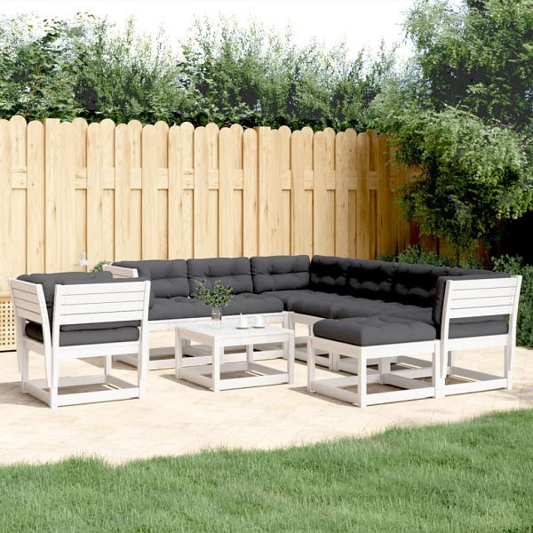 vidaXL 8-teilig Garten-Lounge-Set mit Kissen Weiß Massivholz Kiefer, 3216946