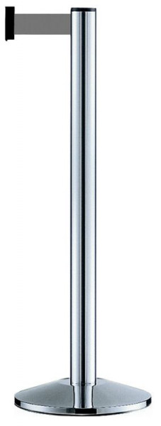 Personenleitsystem "Beltrac Classic" aus Aluminium, 2,3m, mobil, Fuß-Abdeckhaube (Metall), Gurt: dunkelblau, Standard-Gurtendstück, 11228-ro-m502