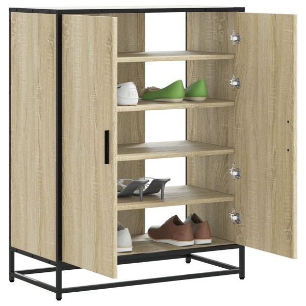 vidaXL Schuhschrank Sonoma Eiche 75x38x97,5 cm Holzwerkstoff Metall, 3300866