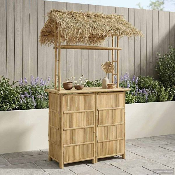 vidaXL Outdoor Bartisch Natur 115 x 95 x 215 cm Bambus, 42028065
