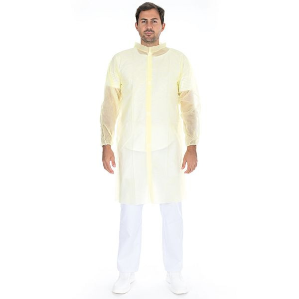 Hygonorm Besucherkittel Light mit Klettverschluss, gelb, Größe XL, PP 110 x 130 cm, Stehkragen, VE: 100 Stück, 274822