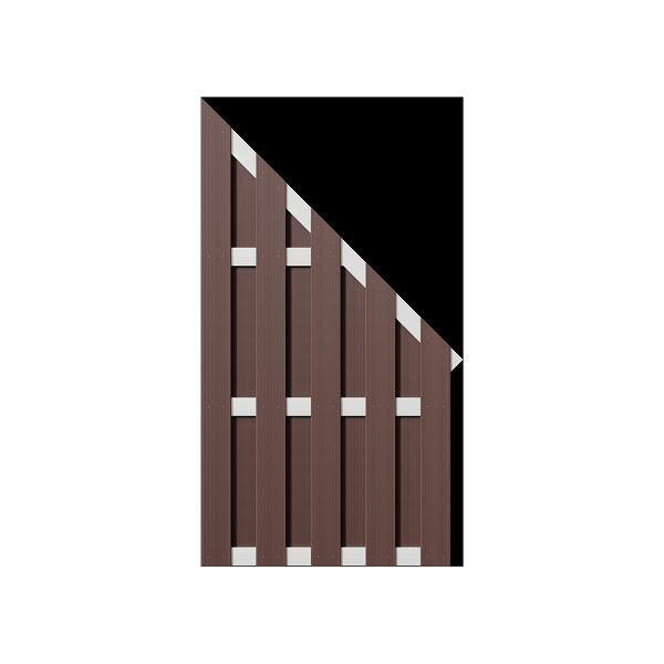 T&J ELDENA-Serie-Ecke BRAUN, 90 x 180/90 cm, WPC-Bretterzaun, 4 Querriegel ALU hell eloxiert, 44611