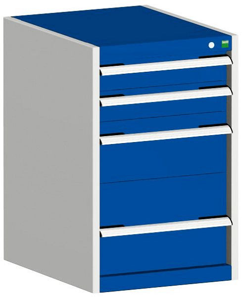 bott cubio Schubladenschrank bestückt mit 4 Schubladen BxTxH: 525 x 525 x 800 mm, RAL 7035/5010, 40010025.11V