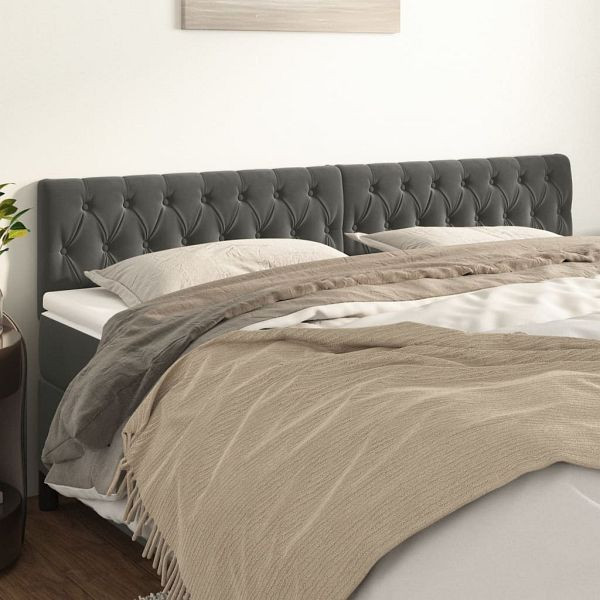 vidaXL Kopfteile 2 Stück Dunkelgrau 90x7x78/88 cm Samt, 346377