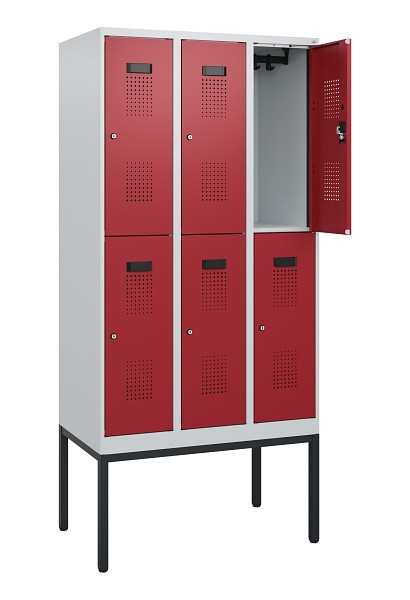 C+P Doppelstock-Spind Evolo PLUS, Gestell, 6 Fächer, 1950x900x500mm, 7035/3003, Zylinderschloss, 0493305-30 S10026