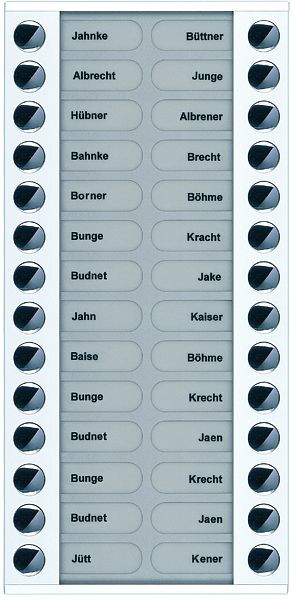 TCS Klingeltastenerweiterung für Audio Außenstation Serie PES/AVE 28 Klingeltasten (rechts-/linksbündig), AP weiß, PET28-WS/04