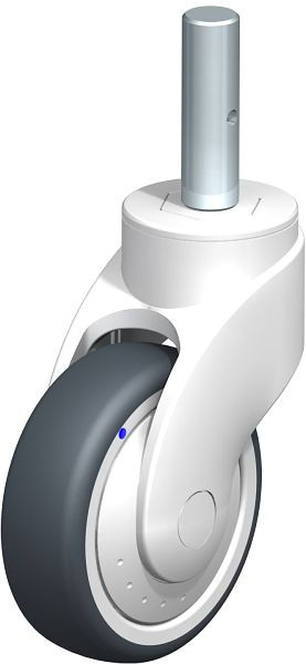 Blickle LWKX-TPA 101XK-FK-ZAX51 Kunststoff-Lenkrolle WAVE, rostfrei, mit Zapfen, Thermoplastisches Gummi-Elastomer, Grau, 744717